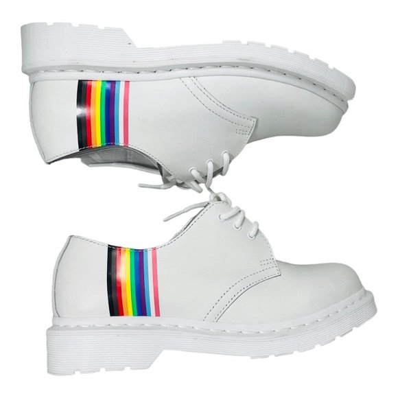 Dr Martens AirWair 1461 For Pride White with Rainbow Accent Unisex US M 7, W 8 - Picture 9 of 13
